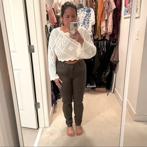 Paige Olive Coated Skinny Jeans